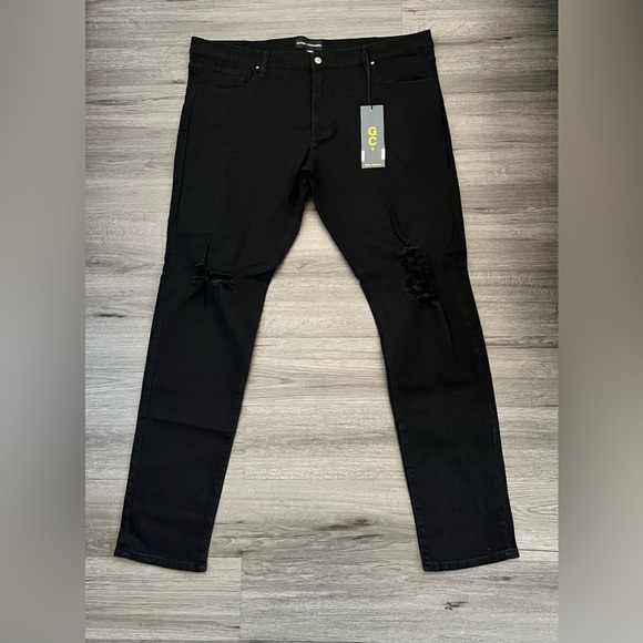 Good Counsel Men’s Plus Size 48WX34 Distressed Thurmond Taper Jeans Black - Picture 2 of 9